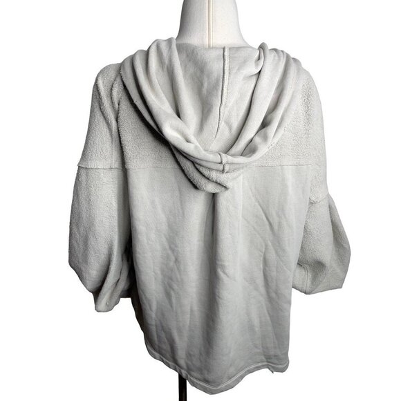 Free People Britney Cardi Jacket Hooded Sweatshirt Zip Front Oatmeal Size M NWT - Picture 8 of 10